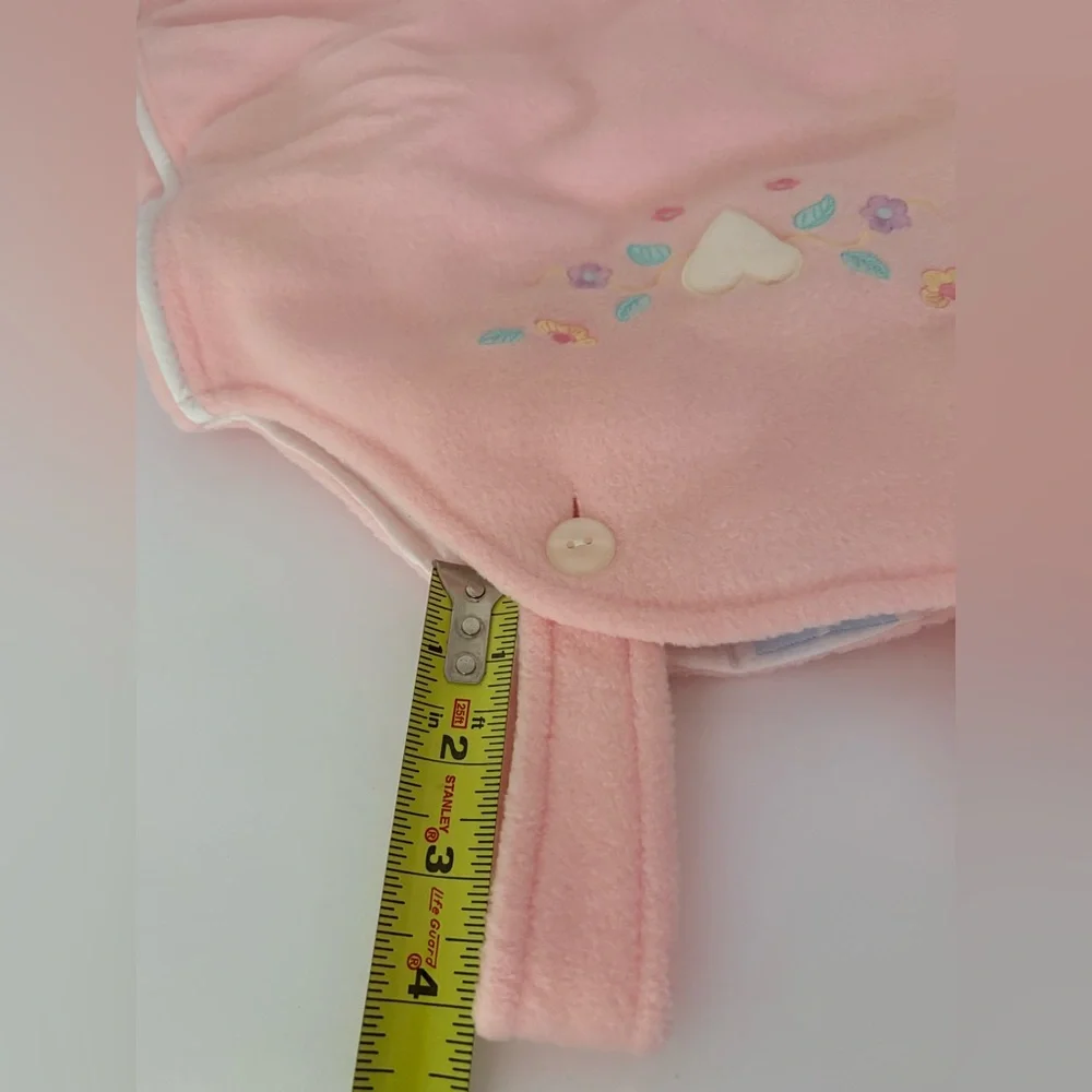 Baby Soft pink lined 0/12 Months Sack W/Embroidered flowers & heart By Baby Dove
